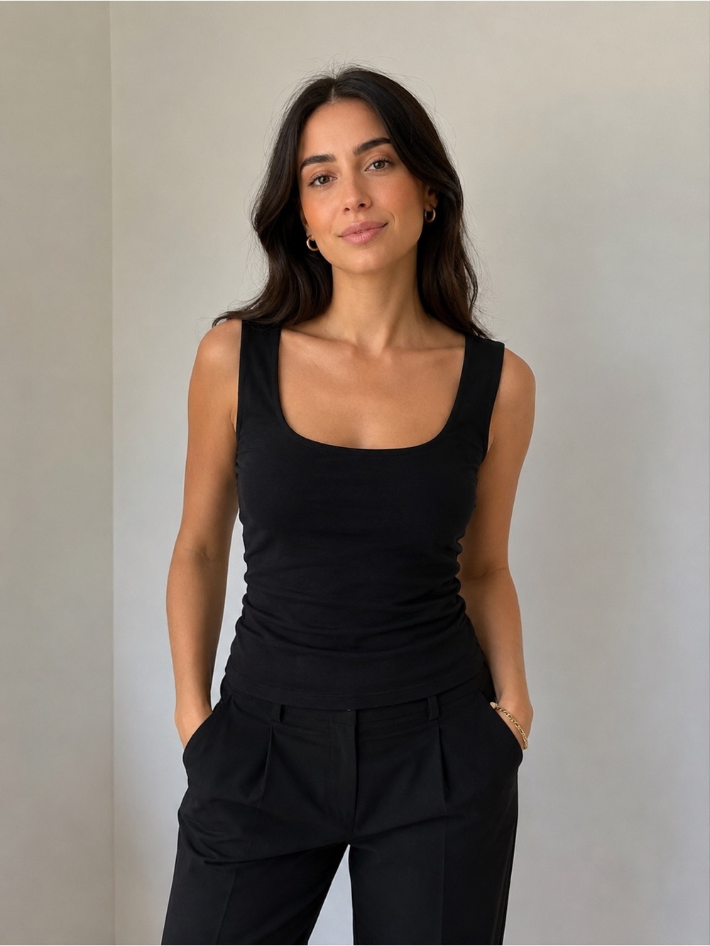 Zara size small Classic Black Scoop Neck Tank Top - Women's